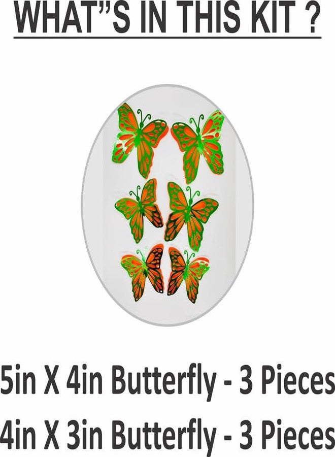 Untumble Butterfly Stickers for Decoration in Green & Orange | Can be Used on Balloon Arches | Pack of 6 - Image 2